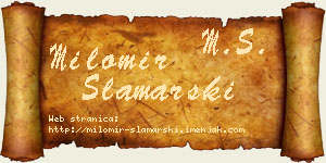 Milomir Slamarski vizit kartica